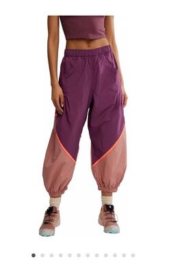 Free People Two-Tone Plum and Dusty Rose Track Joggers